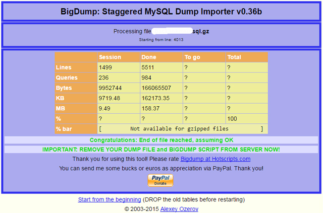 how to use bigdump