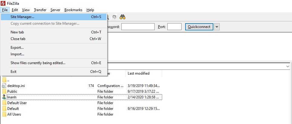 connect to vendor filezilla login remotely