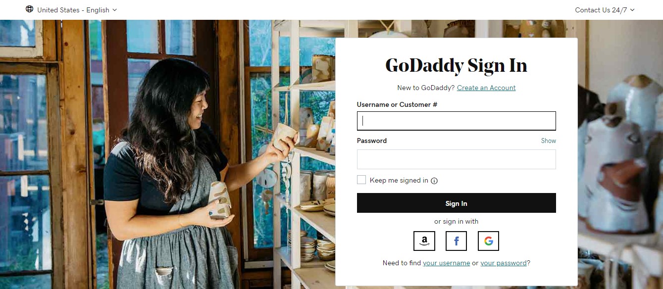 GoDaddy Sign in with Amazon Account