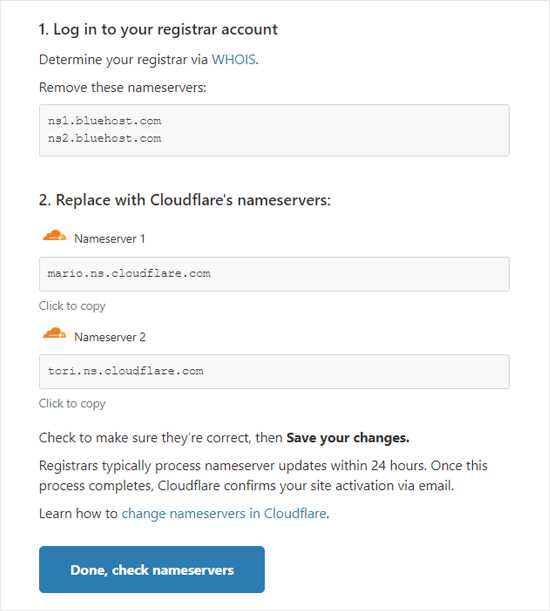 Cloudflare nameservers