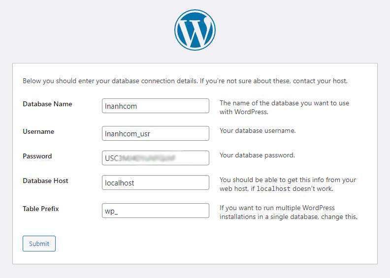 Install WordPress step 3