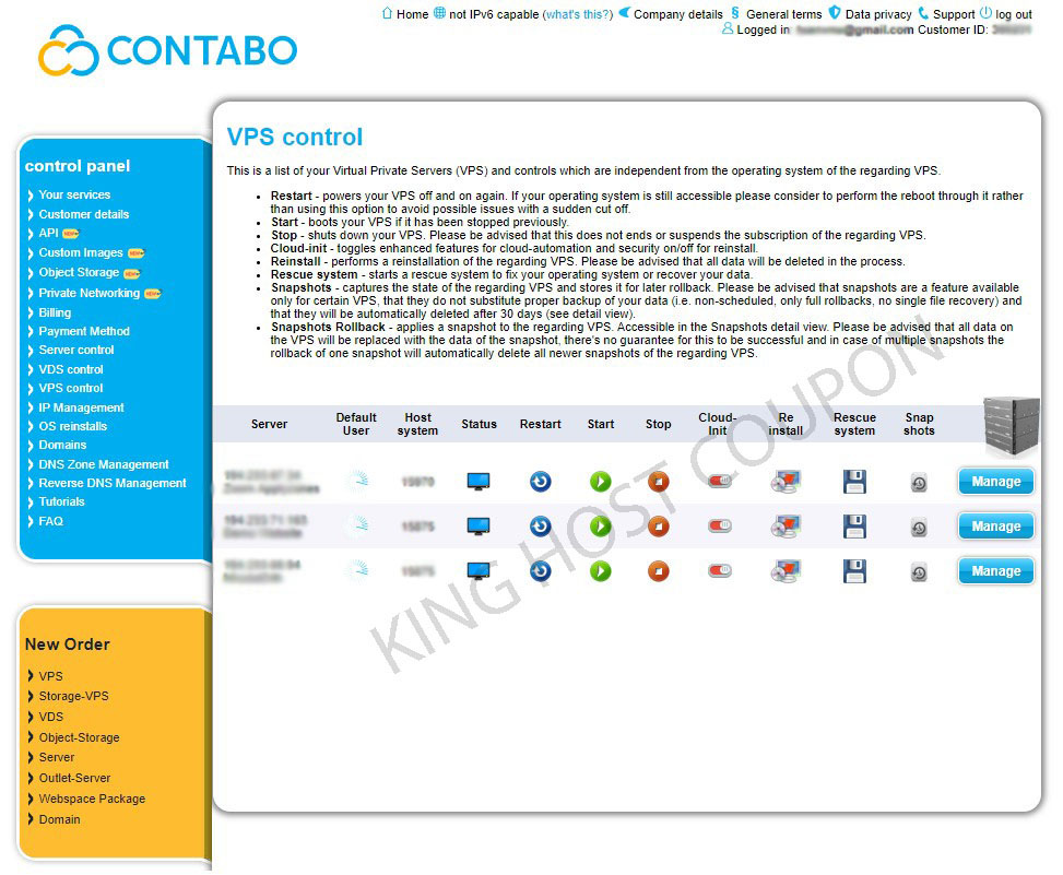 Contabo VPS Control Panel
